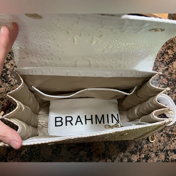 Brahmin Hallie Satchel in Sea Salt Colada. Includes the strap,cards,and dust bag - Picture 11 of 14